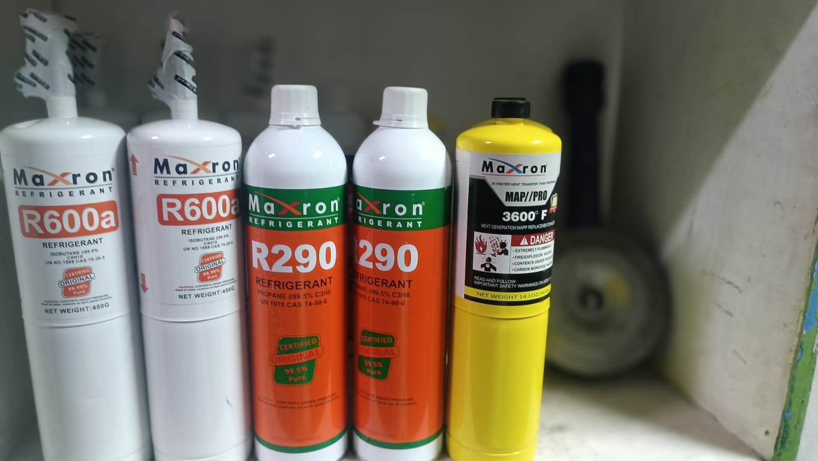 MAP gas and refrigerant gas
